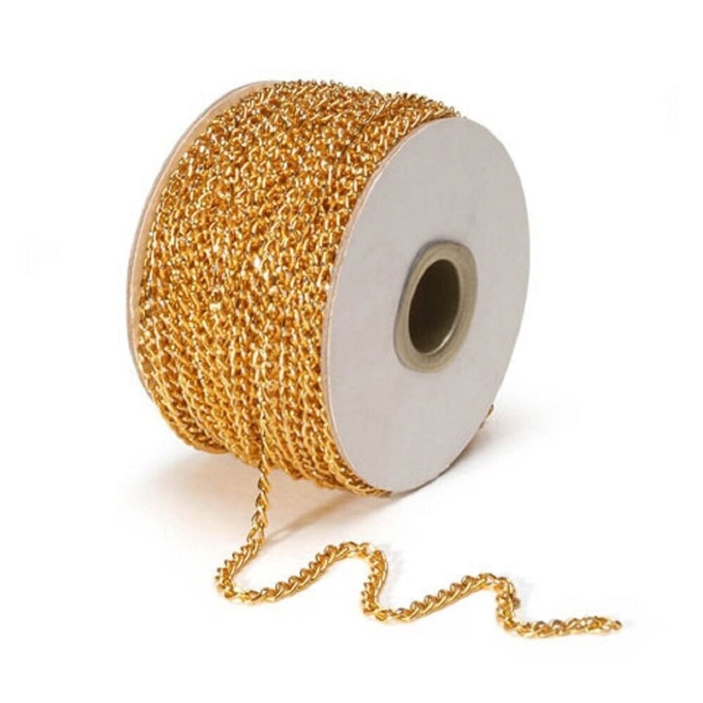 Darice 1855-22  3.5mm Gold Diamond Cut Curb Chain---100 feet on Spool